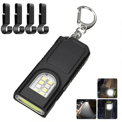 Multifunctional Keychain Flashlight USB Rechargeable Mini Flashlight With COB Work Light Keyring Camping Walking Pocket Lamp