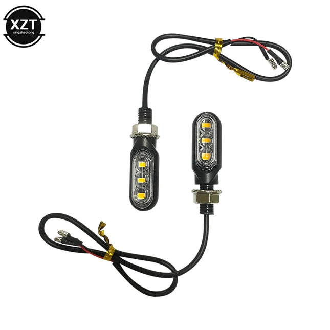 2PCS Universal 12V 3Led Mini Motorcycle LED Turn Signal Lamp Flash Indicator Lights Amber Running Light Accessories
