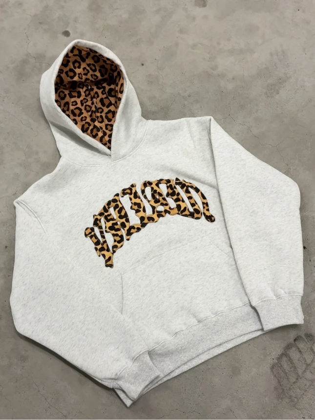 2025 lined leopard print letter embroidered street casual pants y2k, men's and women's hooded sweatshirt, new trendy brand for k