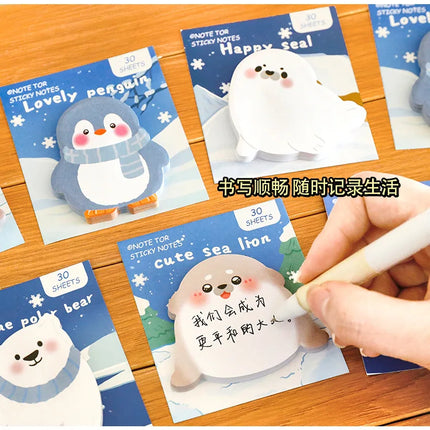 Ins Cartoon Cute Animal Sticky Note Student Special-shaped Penguin Note Book Can Paste Messages and Notes N Times Memo Pad
