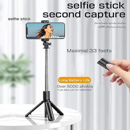 Live Streaming Bluetooth Wireless Selfie Stick Tripod Stand with Light Remote Extendable for iPhone Mobile Phone