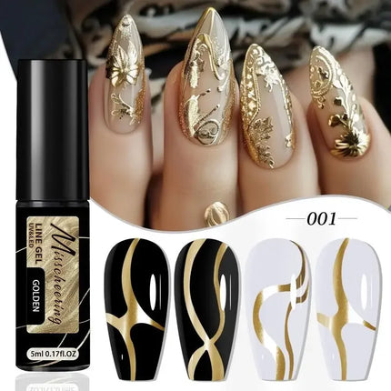 Gold Silver Metallic Liner Paint Gel Nail Polish Chrome Mirror Metal Effect Super Bright French UV LED Semi Permanent Nail Gel