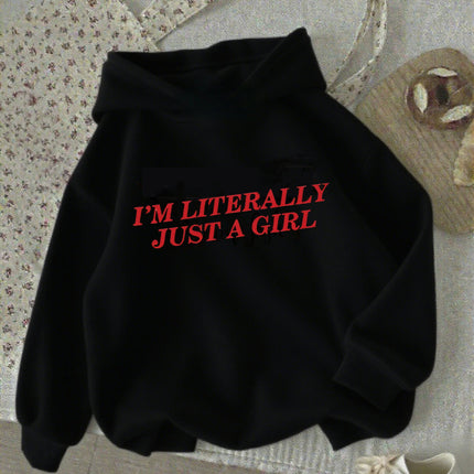 "I'm Literally Just A Girl" Letter Printed Children's Sweatshirt Cute Hoody for Boys Girls Spring Casual Hoodies