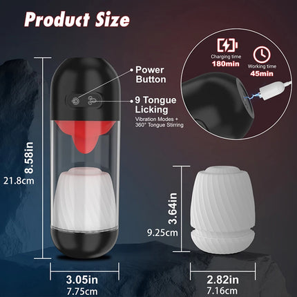 Male Masturbator Men Penis Vibrator With 9 Powerful Modes Tongue Licking Blowjob Penis Pump Pussy Trainer Adult Sex Toys For Men