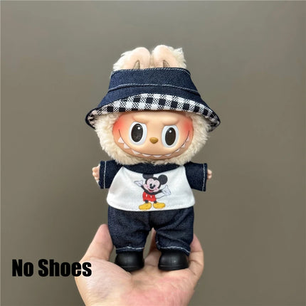 For Labubu Doll 15 17cm Outfit Clothing Cartoon Disney Mickey Minnie Mouse Zootopia Judy and Nick Stitch Goofy Cosplay Clothes ﻿