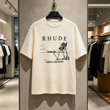 USA Flag Print RHUDE T Shirt Men Women American Streetear High Quality Loose Short Sleeve Tees Tops
