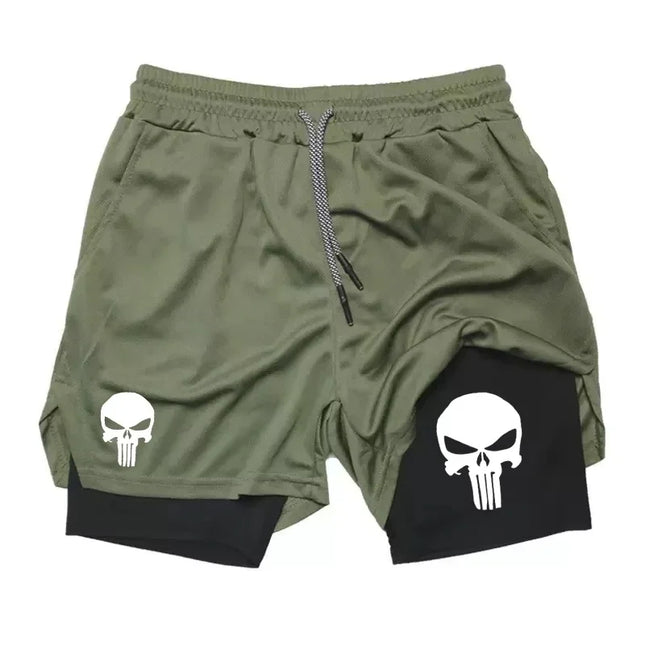 Summer Men's 2-in-1 Sports Shorts with Phone Bag, Quick Drying Fitness Running Shorts