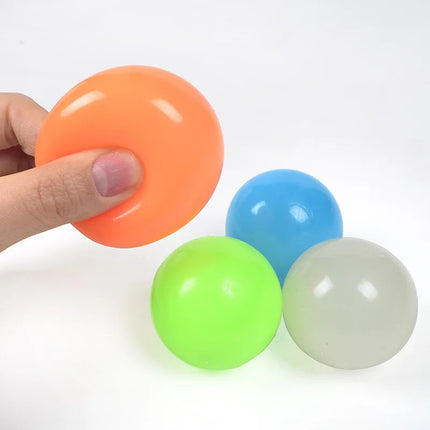 3/6Pcs Sticky Wall Balls Ceiling Balls Stress Relief Luminous Fun Decompression Sticky Ball Anxiety Relief Glowing Ceiling Balls