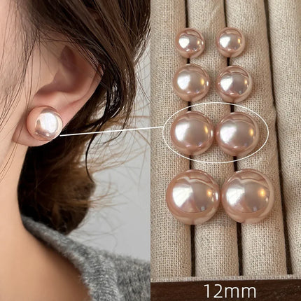 French Simple Pearl Silver Needle Earrings for Women Exquisite Imitation Pearl Elegant Stud Earrings Wedding Party Jewelry