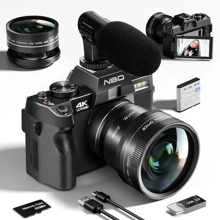 NBD S100F 4K Digital Camera Vlogging 48MP 3"Flip Screen Autofocus 16X Zoom Compact Camera YouTube Wifi Connection
