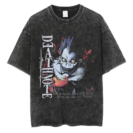 Death Note Misa Theme Double-Sided T-Shirt Dark Religious Style Illustration + "DEATH" Typography + Anime Gothic Subculture