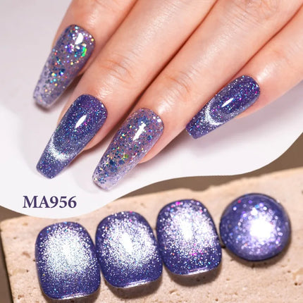 7ml Cat Reflective Magnetic Gel Nail Polish Purple Red Glitter Semi Permanent UV Gel Varnish Soak Off Nail Supplies Manicure DIY