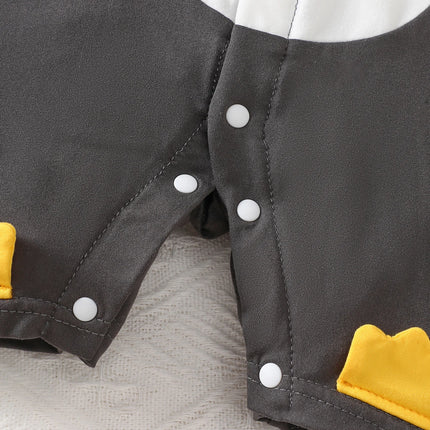 IURNXB Infant Cartoon Penguin Hooded Romper Short Sleeve Baby Boy Girl Onesie Cute Newborn Outfit Summer 1-18M