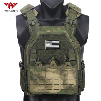 YAKEDA MOLLE Tactical Vest - 1000D Waterproof Training Vest with American Flag / YAKEDA MOLLE Tactical Vest - Waterproof Training Vest