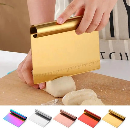 Stainless Steel Pastry Dough Cutter Manual Operation Ergonomic Handle Pizza Scraper Clear Markings Comfortable Grip Cake Divider