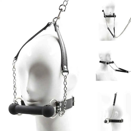Slave Dog Bite Bone Mouth Gag Strap Horse Harness Restraint Leash Oral Fixation Slave Stuffed Flirting BDSM Sex Toys for Couples