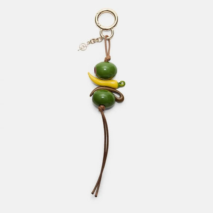 Mini Alloy Material Rope Keyring Cute Elegant Resin Fruit Shape Keychain Red Tomato Heart Bag Pendant Charms School