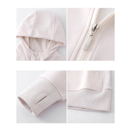 Floral Grey Women's Zipper Hoodie Slim Fit Long Sleeve Casual Spring 2026 Korean Style Comfortable Leisure Fashion