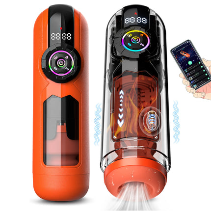 APP Intelligent Heating Suction Blowjob Masturbator for Men  LCD Display Telescopic Vibrating Masturbation Cup Pocket Pussy