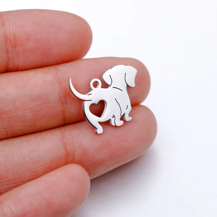 20pcs/lot 14*17mm Stainless Steel Lovely King Charles Hound Dog Charms Family Tewelry Pendants DIY Necklace Jewelry Making