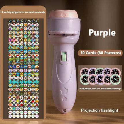 Baby Projector Torch 10Cards Cartoon Projection Flashlight 80 Patterns Creative Children Early Education Toy Sleeping Story Book