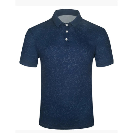 Summer Variegated Pattern Design Men's Short-sleeved White Button-up Polo Shirt Comfortable and Casual Daily Wear Polyester