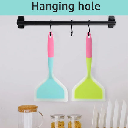 Silicone Spatula Cooking Utensils Beef Meat Egg Kitchen Scraper Wide Pizza Cooking Tools Shovel Non-stick Spatula Color Randomly