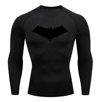 Summer Casual Run Compression T-Shirt Men Tops Bat Print Quick-Dry Fitness Gym Sportswear MMA Rashguard Jersey Workout Tee Male