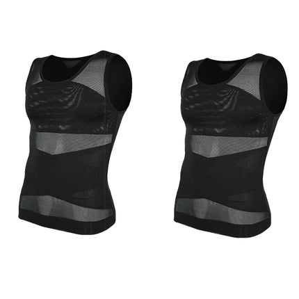 Compression Shirt for Men Slimming Undershirt Body Shaper Tank Top Gynecomastia Sleeveless Shapewear Vest Mesh Cross Suit 3XL