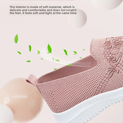 Women's Fashion Vulcanised Trainers 2025 Round Toe Breathable Flower Mesh Casual Flat Slip-On Women's Casual Vulcanised Shoes