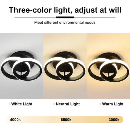 LED Ceiling Lamp Corridor Balcony Black White Indoor Chandelier Ceiling Light for Bedroom Living Room Aisle Decoration 110-220V