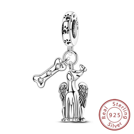 Original 925 Sterling Silver Charm Bead Balloon Poodle Cute Puppy Heart Charm Fit Bracelet Bangle Pendant Women DIY Jewelry Gift