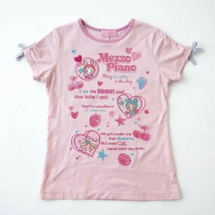 Cute Lolita Tee Women Japanese Harajuku Fairy Grunge Patchwork Tops Y2K Sweet Ruffle Detail Female Daily Outfit