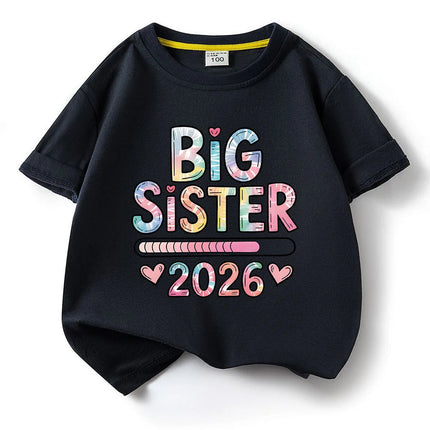 Big Sister Big Brother 2026 Printed Kids T-shirt Children Summer Short Sleeve Clothes Tees Kids Valentine Funny T Shirt Gift