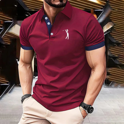 Fashion 3D Letter Stripe Print Polo Shirt For Men Business Casual Lapel Short Sleeve Loose Tee Top Summer Breathable Golf Wear