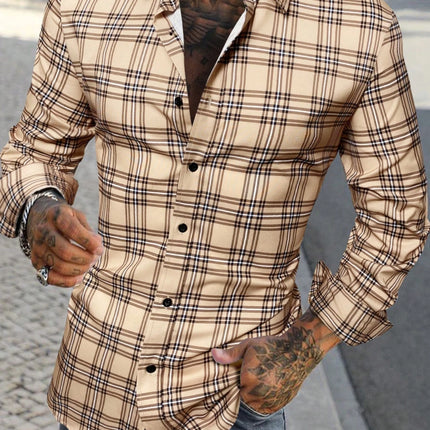Men's long-sleeved Shirts Casual Shirts Plaid multi-color Pattern Shirts Retro Shirts Autumn And Summer long-sleeved Shirts