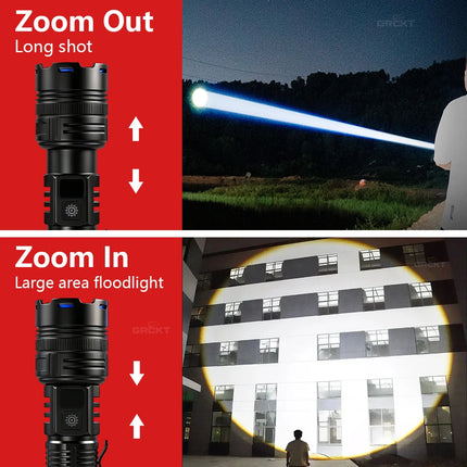Super Bright Rechargeable LED Flashlight White Laser Flashlights High Power With Pen Clip Torch Power Bank Tactical Flashlight