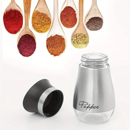 2pcs Seasoning Shaker Glass Bottles Spices Storage Barbecue Condiment Jar Salt Pepper Boxes For Kitchen Gadget Tools Organizer