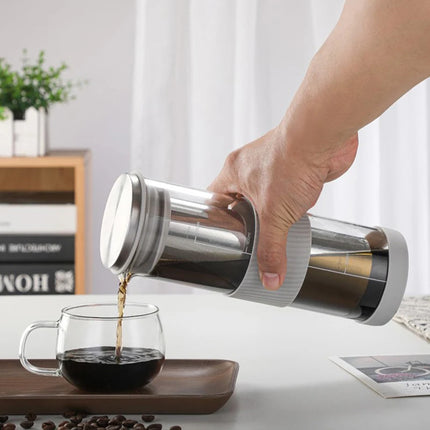 1Pc Portable Airtight Cold Brew Iced Coffee Maker Tea Infuser - 800ml Cold Brew Coffee Kettle Brewing Glass Carafe Pitcher.