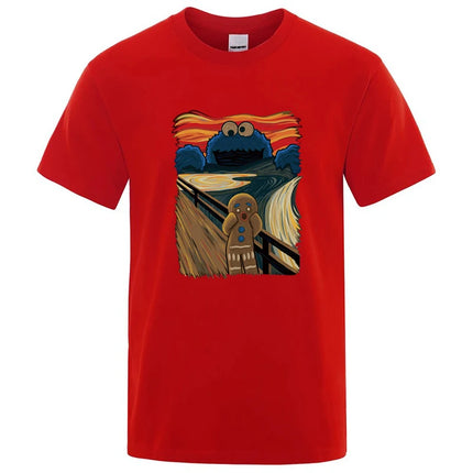 Men's Summer High-Quality T-Shirt 100% Cotton Short Sleeve Printed Casual Loose O-Neck Tee for Men