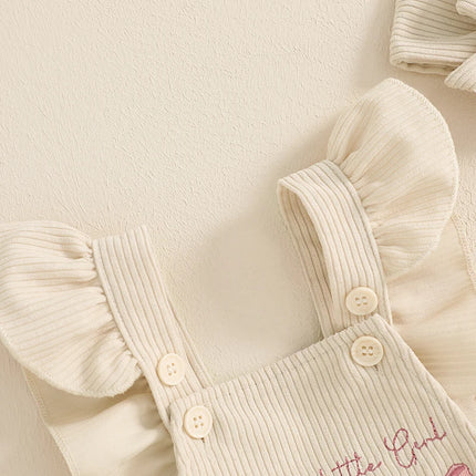 Pudcoco Infant Newborn Baby Girls Summer Romper Flying Sleeve Letter Bow Embroidery Romper with Headband 0-18M