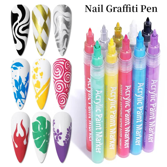 Nail Art Drawing Pen Graffiti Nail Acrylic Pen Waterproof Painting Liner DIY 3D Abstract Line Nail Art Beauty Tool Manicure