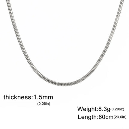 My Shape Round Snake Chain Necklace for Women Men Stainless Steel Link Chain 0.9mm 1.2mm 2mm Chains Choker Fashion Jewelry Gifts