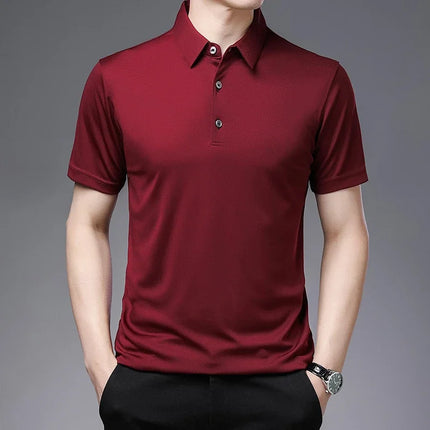 2026 Men's New Solid Color Business Casual POLO Shirt Summer Fashion Casual Short Sleeve Comfortable and Breathable Top