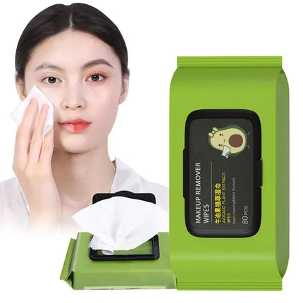 12/80 PCS Avocado Scented Makeup Removing Wipes - Deep Cleansing, Travel-Friendly, Single-Use