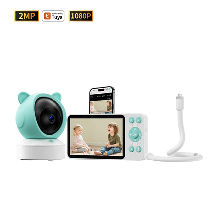Danmini 2.4G 5 Inch Baby Monitor Tuya App Remote Control 1080P Camera Video Two-way Intercom Motion Detection Wireless Monitors