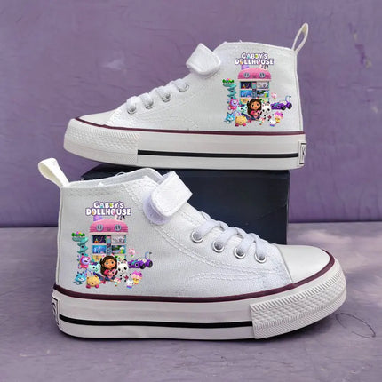 New Gabby's Dollhouse Children's Shoes Student High Top Canvas shoes Girls Anti-slip Outdoor Shoes Kids Sport Shoes