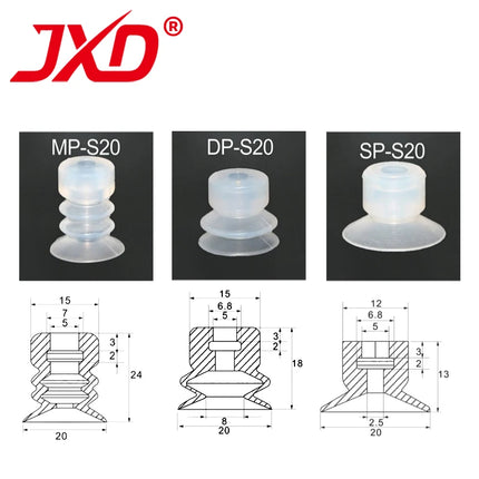 JXD SPL-S02/04 SP-S04/06/08/10/12/15/20/25/30 Mini White Silicone Pneumatic Vacuum Suction Cup