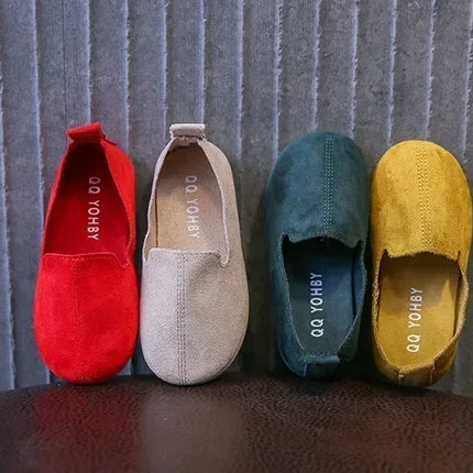 Children's Flat Shoes New Candy Color Simple Casual Shoes Loafers Slip-on Flats Lightweight Boys Girls Leather Shoes Moccasins