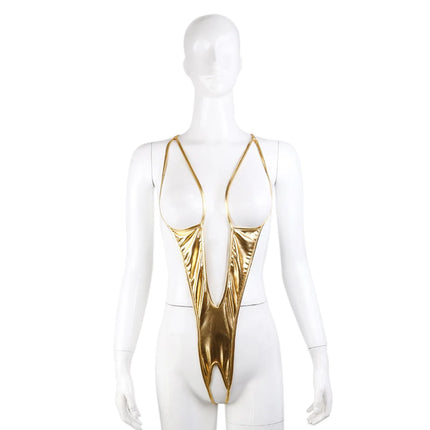 Leather Sheer Belt with Beautiful Back Open Crotch, Sexy Boobs Female Sex Pajamas Exotic Lingerie, Sexy Bodysuit Erotic Clothing